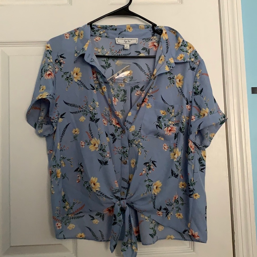 Light Blue Floral Crop Top